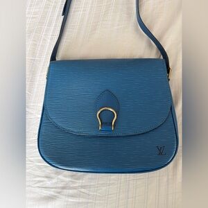 Louis Vuitton Saint Cloud Blue Epi Leather Shoulder Bag with Gold Hardware